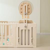Манеж UNIX Kids DeLuxe House&Storage / Делюкс дом и стеллаж бежевый 180 x 200 см, с игровым домиком, баскетбольной стойкой, доской для рисования, качелями + место для хранения игрушек