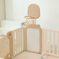 Манеж UNIX Kids DeLuxe House&Storage / Делюкс дом и стеллаж бежевый 180 x 200 см, с игровым домиком, баскетбольной стойкой, доской для рисования, качелями + место для хранения игрушек