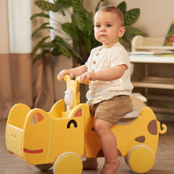 Машинка-каталка с корзиной UNIX Kids Hippo / Бегемот желтый