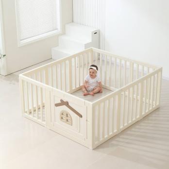 Большой детский игровой манеж UNIX Kids Classic Tree House / Классик домик на дереве 130 x 130 см бежевый