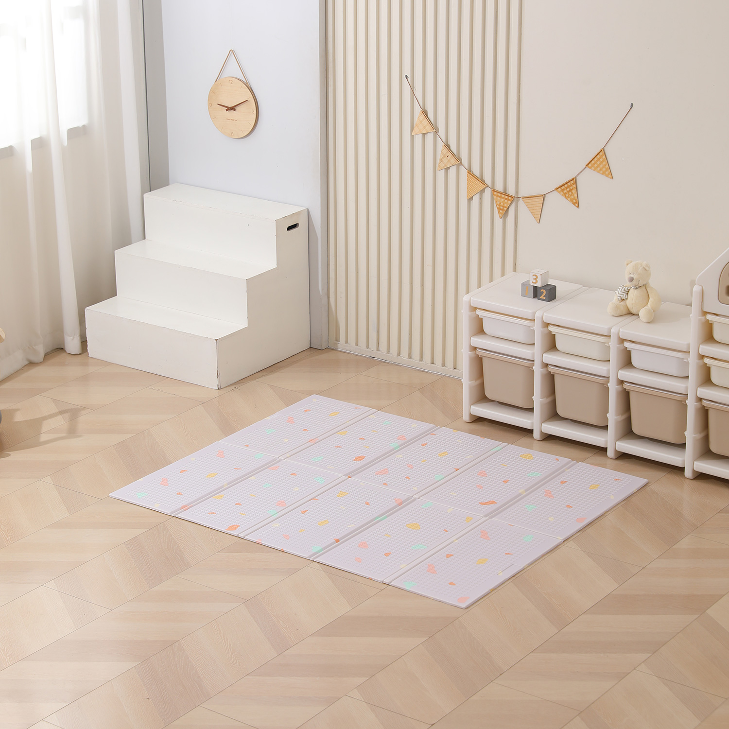 Игровой коврик складной UNIX Kids Simple / Простой 120x150 серый