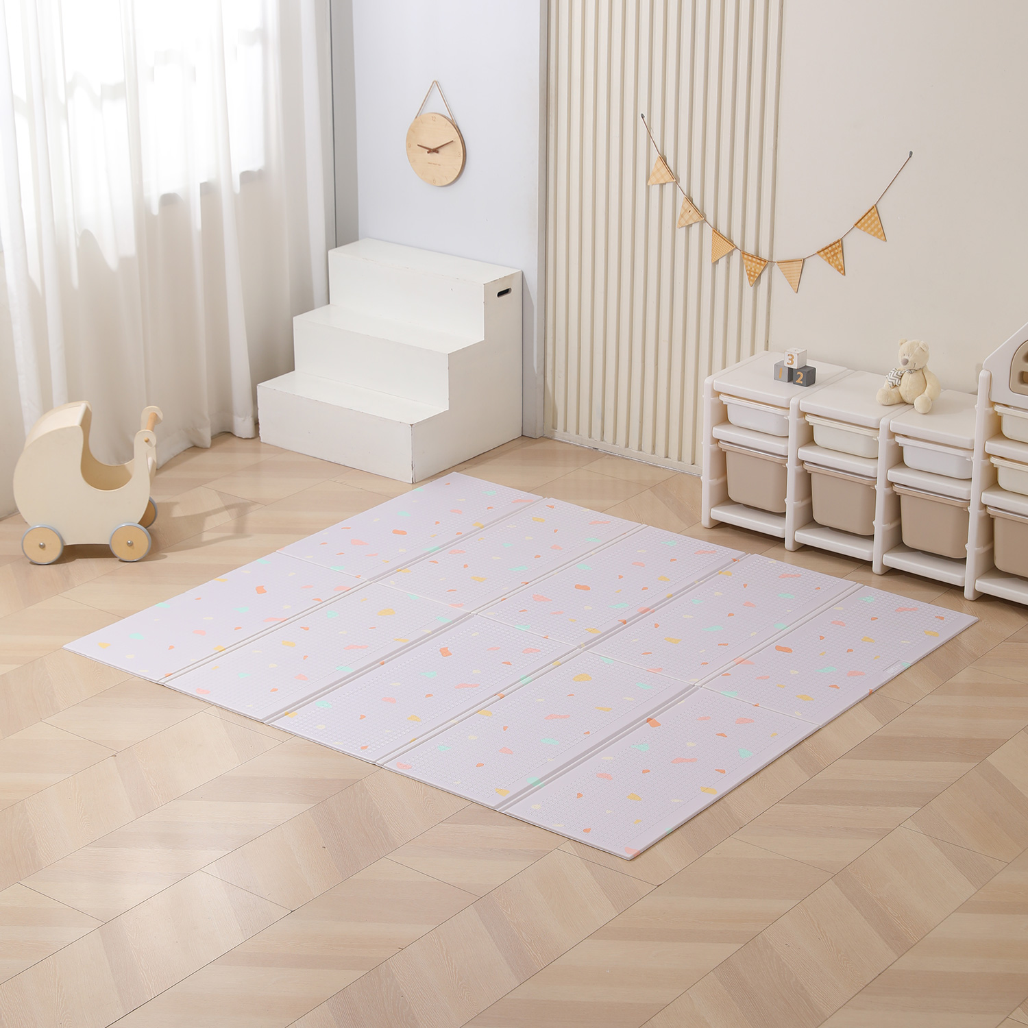 Игровой коврик складной UNIX Kids Simple / Простой 180x200 серый