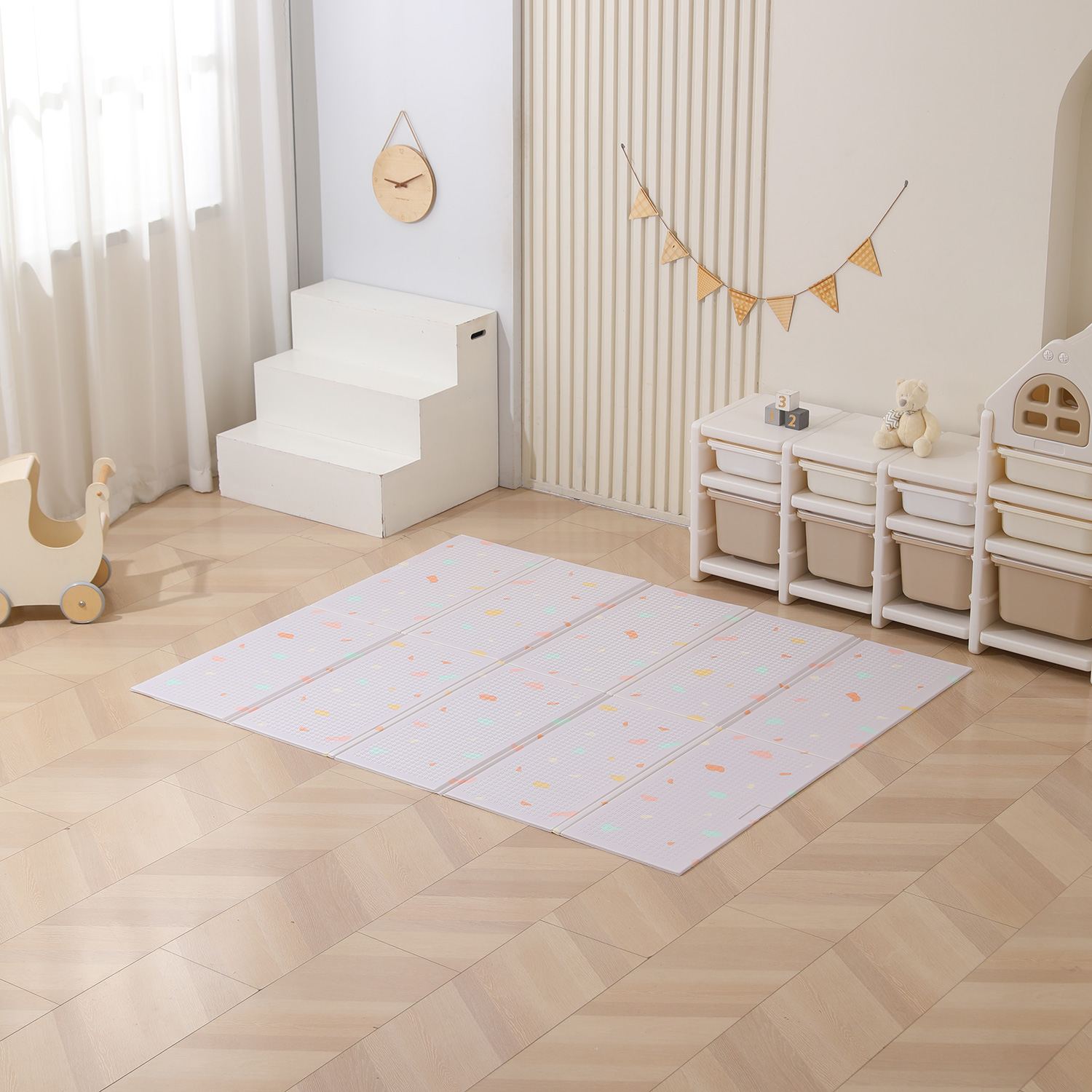 Игровой коврик складной UNIX Kids Simple / Простой 150x180 серый