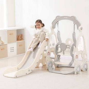 Горка с качелями UNIX Kids Car / Машина серый