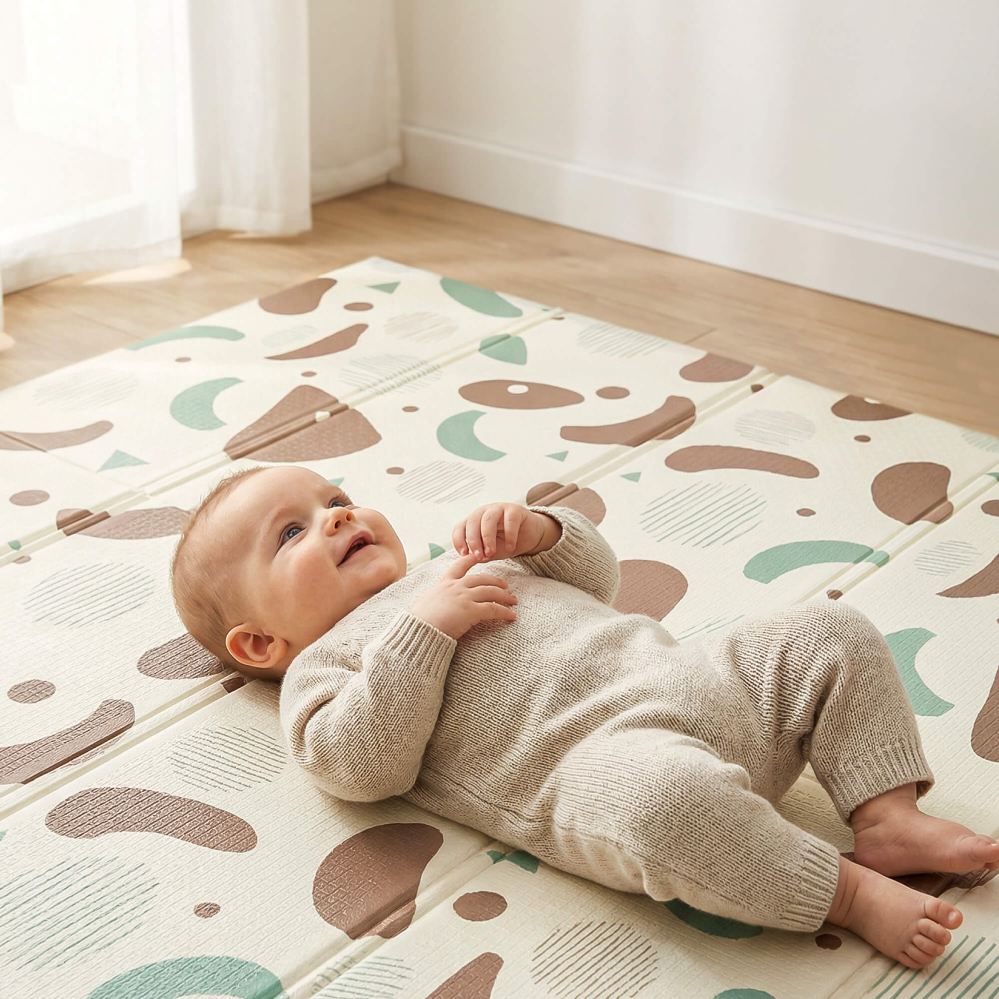 Игровой коврик складной UNIX Kids Traces / Следы 150x180 см коричневый