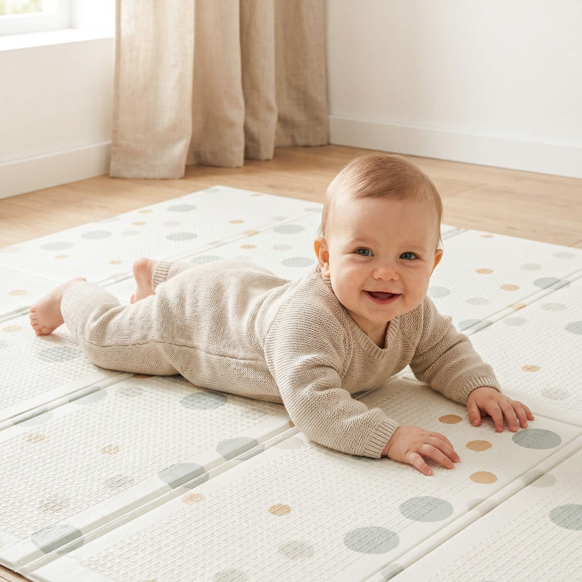 Игровой коврик складной UNIX Kids Circles / Круги 120x150 см серый