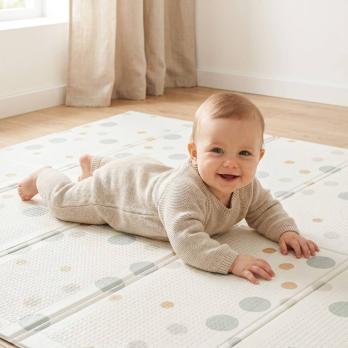 Игровой коврик складной UNIX Kids Circles / Круги 120x150 см серый