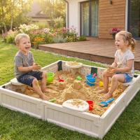 Песочница UNIX Kids Square квадратная 123 х 123 см бежевый
