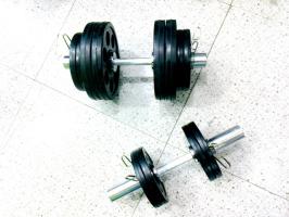 Гантели разборные. Прорезиненные. Вес 29 кг.