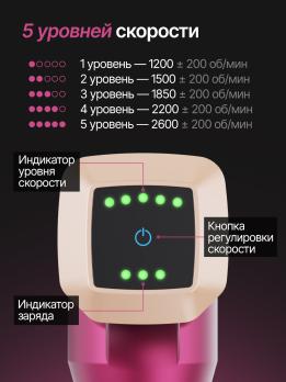 Перкуссионный массажер для тела, шеи и спины DFC VM-BR Фуксия, 6 насадок