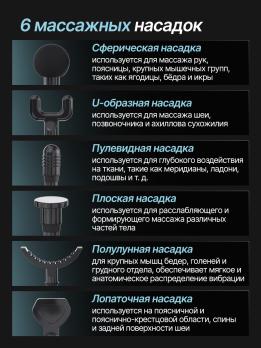 Перкуссионный массажер для тела, шеи и спины DFC VM-BR Синий, 6 насадок