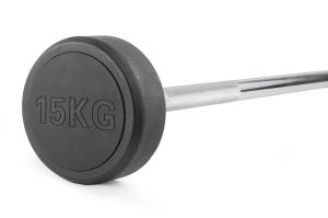 Штанга неразборная обрезиненная 15 кг. Прямой гриф. VictoryFit VF-DX4150