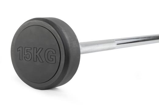 Штанга неразборная обрезиненная 15 кг. Прямой гриф. VictoryFit VF-DX4150