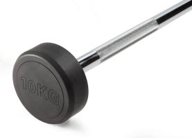 Штанга неразборная обрезиненная 10 кг. Прямой гриф. VictoryFit VF-DX4100