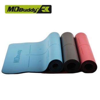 Коврик для йоги PU с разметкой серый MD Buddy MD9040