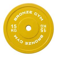 Диск калиброванный BRONZE GYM для пауэрлифтинга желтый 15 кг
