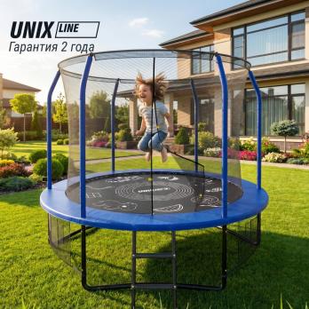 Батут UNIX Line Премиальный с играми / Supreme Game 8 ft (244 см) синий