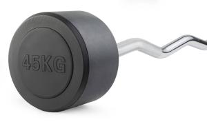 Штанга неразборная обрезиненная 45 кг. Изогнутый гриф. VictoryFit VF-DX5450