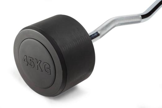 Штанга неразборная обрезиненная 45 кг. Изогнутый гриф. VictoryFit VF-DX5450