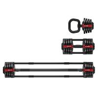 Гантель регулируемая 18кг + штанга + гиря, HYFIT, набор 3в1, D7040